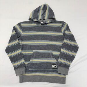 Quiksilver Mens XL Striped Baja‎ Style Hoodie Sweatshirt Pullover Tropical Flow